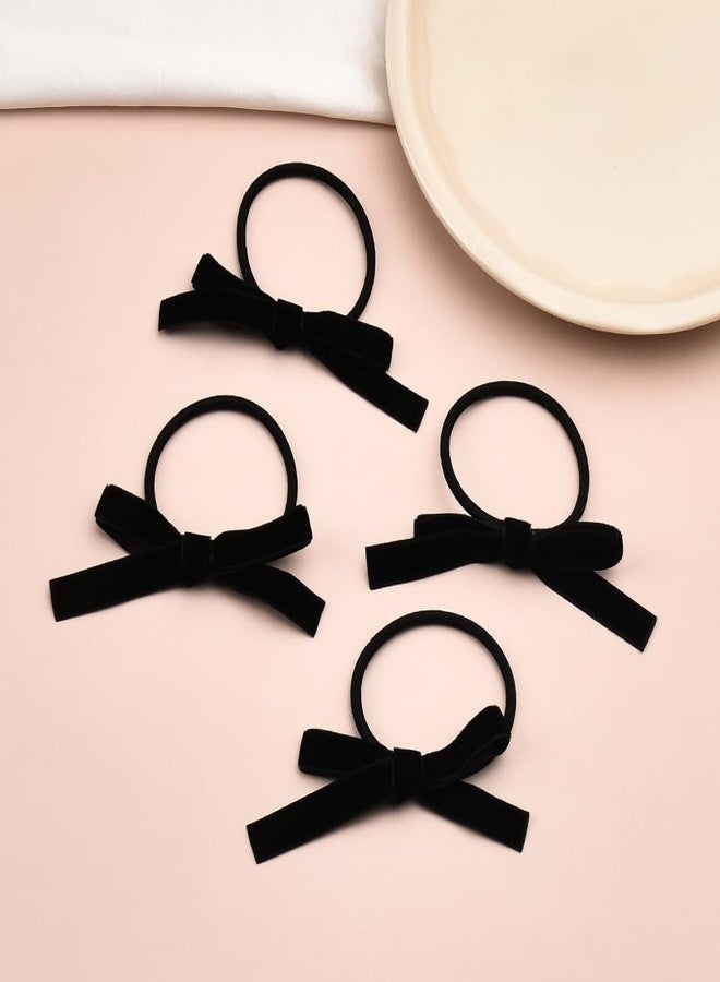 YangQian Hair Ties with Small Bows for Women Girls Bowknot Elastic Hair Tie Halloween Bow Knot Hair Scrunchies Hair Rope Ponytail Holders for Thin Fine Hair Accessories Hair Band Bow Decorative Hair Ties 4Pcs - Image 4